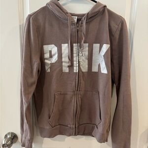 PINK Victoria's Secret Hoodie in Mauve with Silver Logo